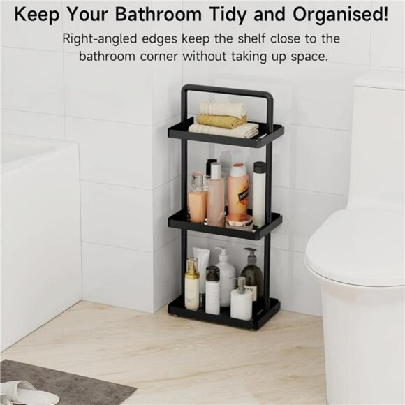 3 Tier Corner Shower Caddy Standing Bathroom Organizer Shelf Rack for Shampoo - Picture 6 of 7